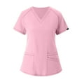 thumbnail image 6 of MLQIDK Womens Scrubs Plus Size Scrub Sets Petite V Neck Scrub Tops and Pants Nursing Scrubs Medical Scrubs Uniformes De Enfermeras De Mujer Pink XL, 6 of 7