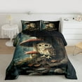 thumbnail image 2 of Feelyou Cartoon Cute Owl Queen Comforter Set, Jungle Mushroom Botanical Bedding Sets, Teens Kids Boys Girls Reversible Bedding Comforter Set, Super Cozy Room Decor, 3-Piece, 2 of 8
