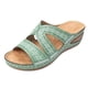 thumbnail image 4 of Sandalias de mujer con cuña y boca de pez, suela gruesa, zapatos de talla grande, sandalias bordadas multicolor para mujer, 4 of 6