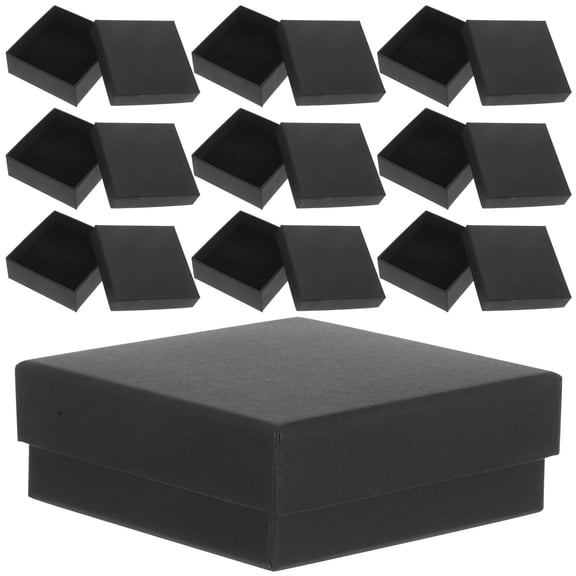 GAXIRE Versatile Black Paper Jewelry Box with Sponge Protection 10Pcs