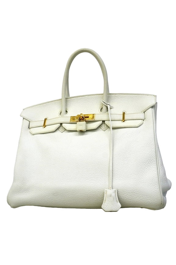 Pre-Owned Hermes Birkin 35 Togo White Handbag (F stamp) - Women's
