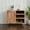 Light Brown, variant on Emma + Oliver Classic Bar and Sideboard with Shaker Style Single Door Cabinet with Hanging Glass Storage and Open Bottle Shelves, Gray