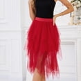 thumbnail image 3 of JASGOOD Tulle Skirts for Women High Low Layered Irregular A-Line Midi Skirt Elastic High Waist Party Skirt, 3 of 7