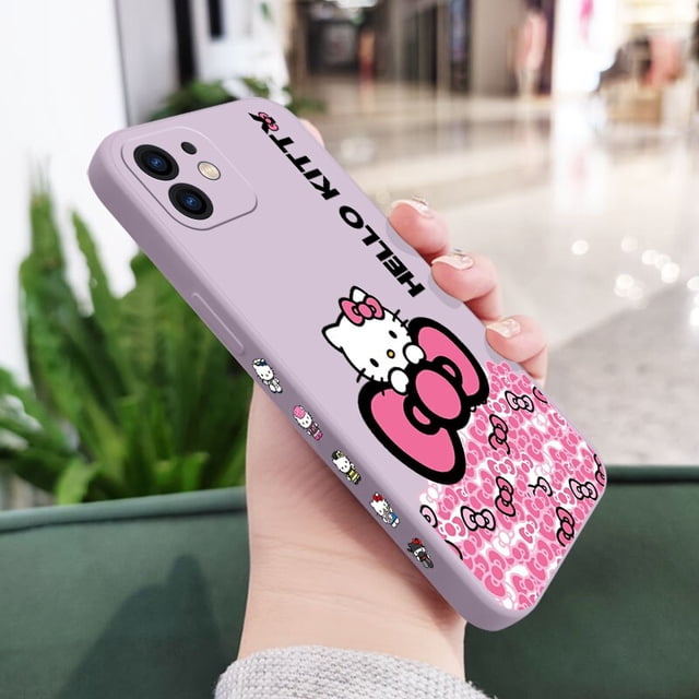 Sanrio-funda de teléfono de Hello Kitty para iPhone, carcasa bonita de silicona para modelos 14, 13, 12, 11 Pro Max, Mini, X, XR, XS MAX, SE20, 8, 7 Plus, 6, 6S Plus Fivean unisex