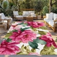 thumbnail image 2 of Pink Floral Outdoor Rug 5x7 Ft - Reversible Patio Rug Outdoor Camping Rugs, Watercolor Flowers Leaves Plants Watercolor Indoor Outdoor Area Rugs, Non-Slip Outdoor Carpet Runner for Deck/Porch, 2 of 8