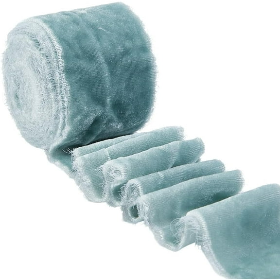 3 Yards 2 Inch Gray Nylon Rustic Vintage Ribbon with Raw Edge Christmas Bride Trimming Velvet Wedding Fringe Bouquet Frayed Handmade Ribbons for Sewing Making Gift Wrapping Crafts Supply