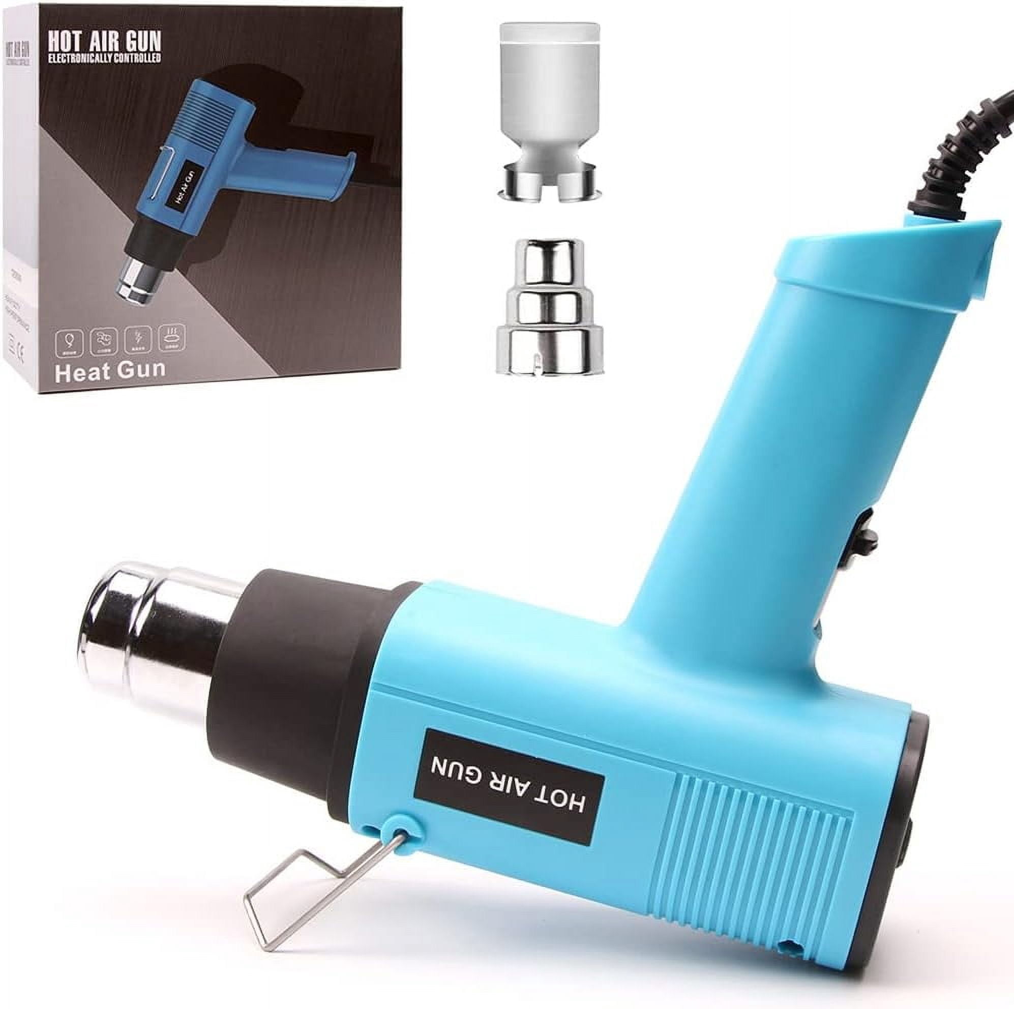 Heat Gun 1200W 140~932 (60-500) Heavy Duty Hot Air Gun Kit Variable Temperature Control with 2 Temperature Settings 2 Nozzles for Crafts, Shrink Wrapping, Candle Making, Epoxy Resin