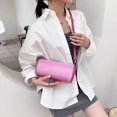 thumbnail image 4 of Bolso de hombro cilíndrico con patrón de cocodrilo degradado de PU para mujer retro (rosa) Likrtyny Para estrenar, 4 of 9