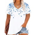 thumbnail image 2 of Feancey Oversized Tshirts for Women Business Casual Plus Size Tops Summer Short Sleeve V Neck Floral Blouse 2025 Trendy Office Work Shirts MulticolorXL, 2 of 6