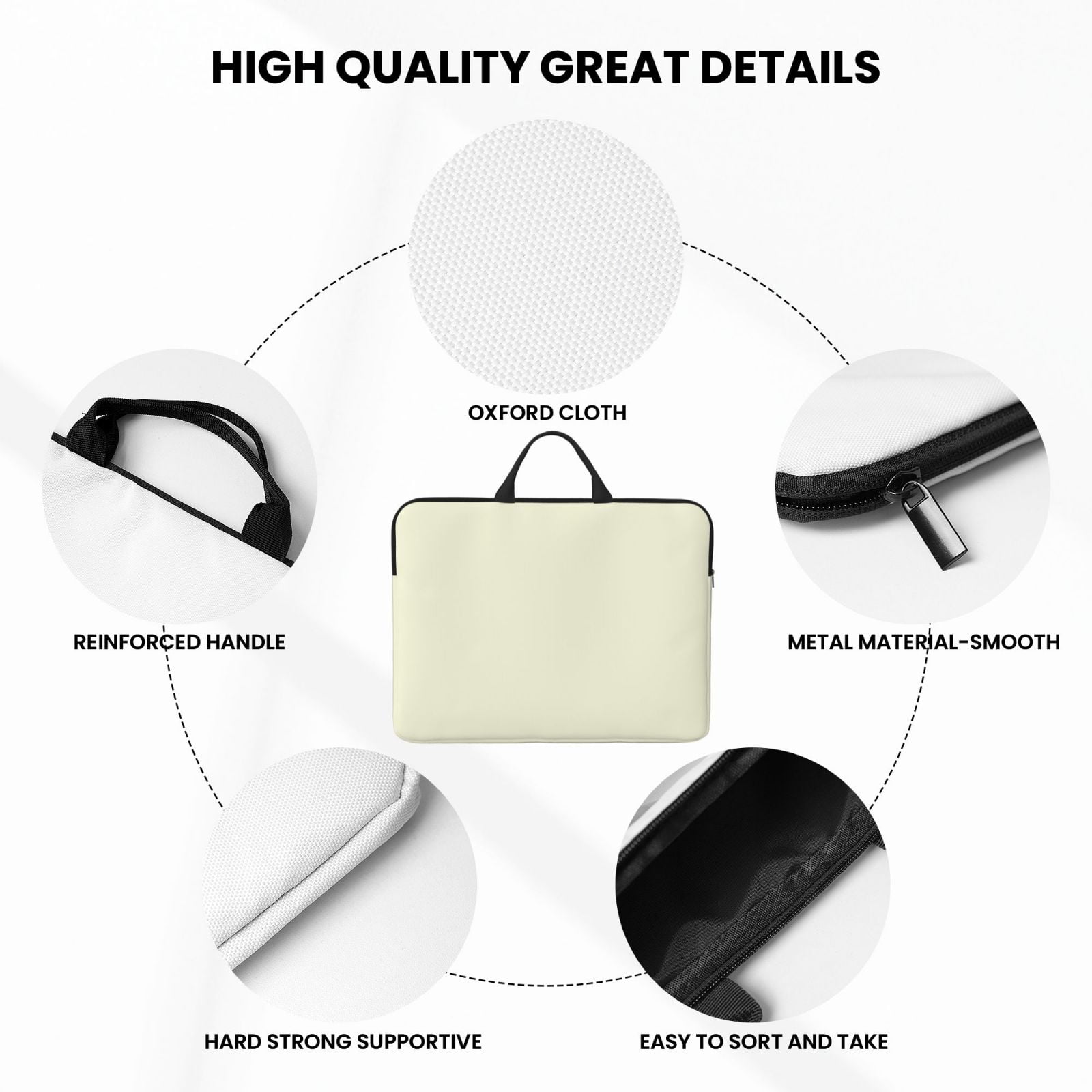 Laptop Sleeve Bag For Women Men 14inch Waterproof Durable Protective Computer Carrying Cover Handle Laptop Case Bag Beige