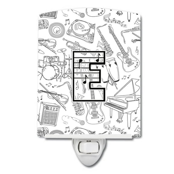 Letter E Musical Note Letters Ceramic Night Light