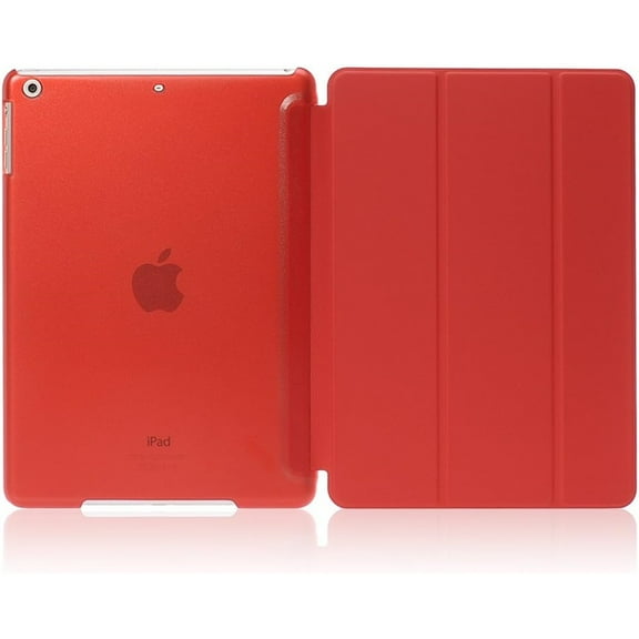 Translucent Frosted Back Protector with Slim Lightweight Smart Shell Stand Cover Fit Apple iPad Pro 10.5 Tablet, (with Auto Wake/Sleep) - Red
