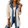 thumbnail image 2 of Denim Jacket for Women Cardigan Patchwork Jacket Casual Long Sleeve Loose Button Down Collared Shacket, 2 of 8