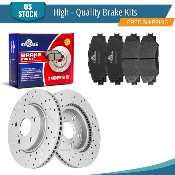 YXPCARS 6PCS Front Brake Kits, Drilled & Slotted Brake Rotors   Ceramic Brake Pads Kit for Toyota RAV4 Prius V Lexus HS250h Scion xB (31440 1210)