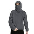 thumbnail image 2 of TrendOFT Mens Balaclava Hoodie Half Zipper Ninja Hoodie Wind Resistant Hooded Sweatshirt with Mask Athletic Coat Streewear Grey S, 2 of 9