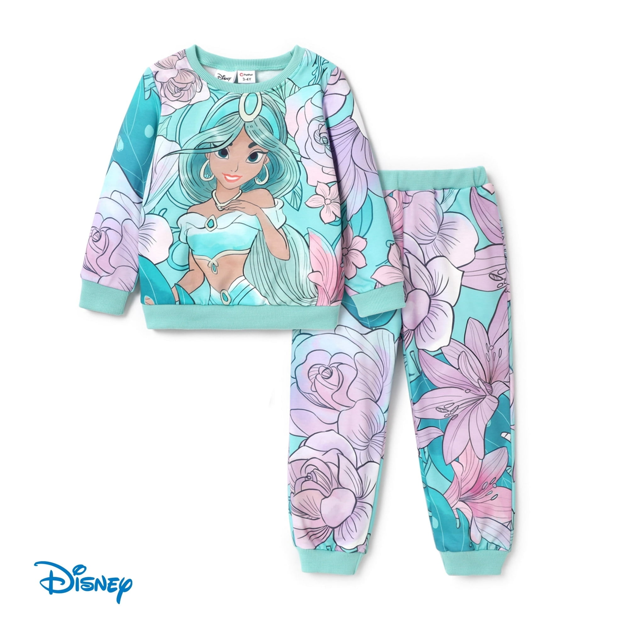 Disney Princess Baby Toddler Girl Sweatshirts and Jogger Pants 2Pcs Ariel Cinderella Jasmine Girls Clothing Sets Size 2-6