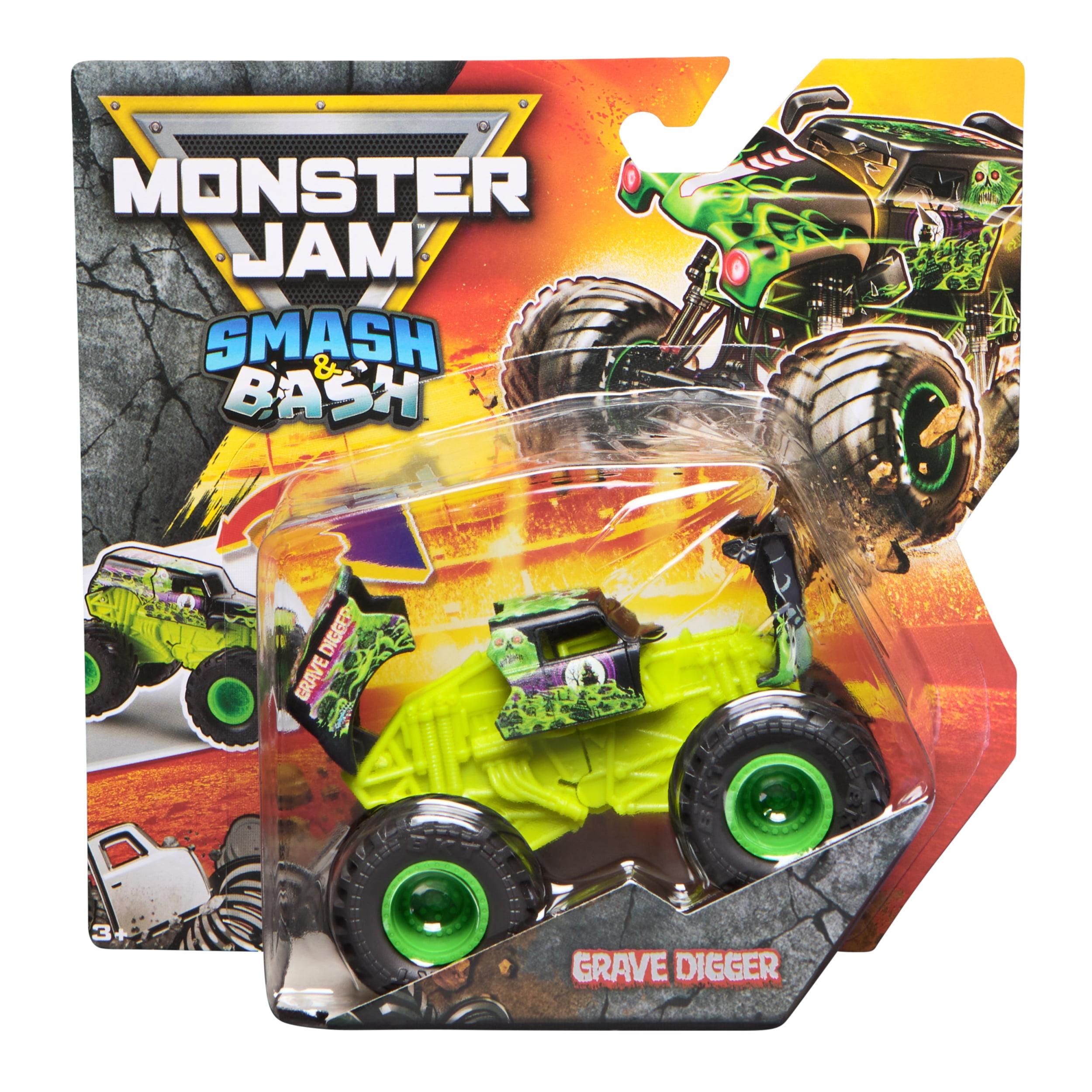 Monster Jam Smash & Bash Grave Digger, 1:64 Scale