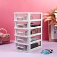 thumbnail image 4 of Shisuyan Multifunctional Five-layer Desktop Storage Cabinet Plastic Drawer Type Closet Portable Storage Case Organizer Sundries Holder (White and Transparent), 4 of 8
