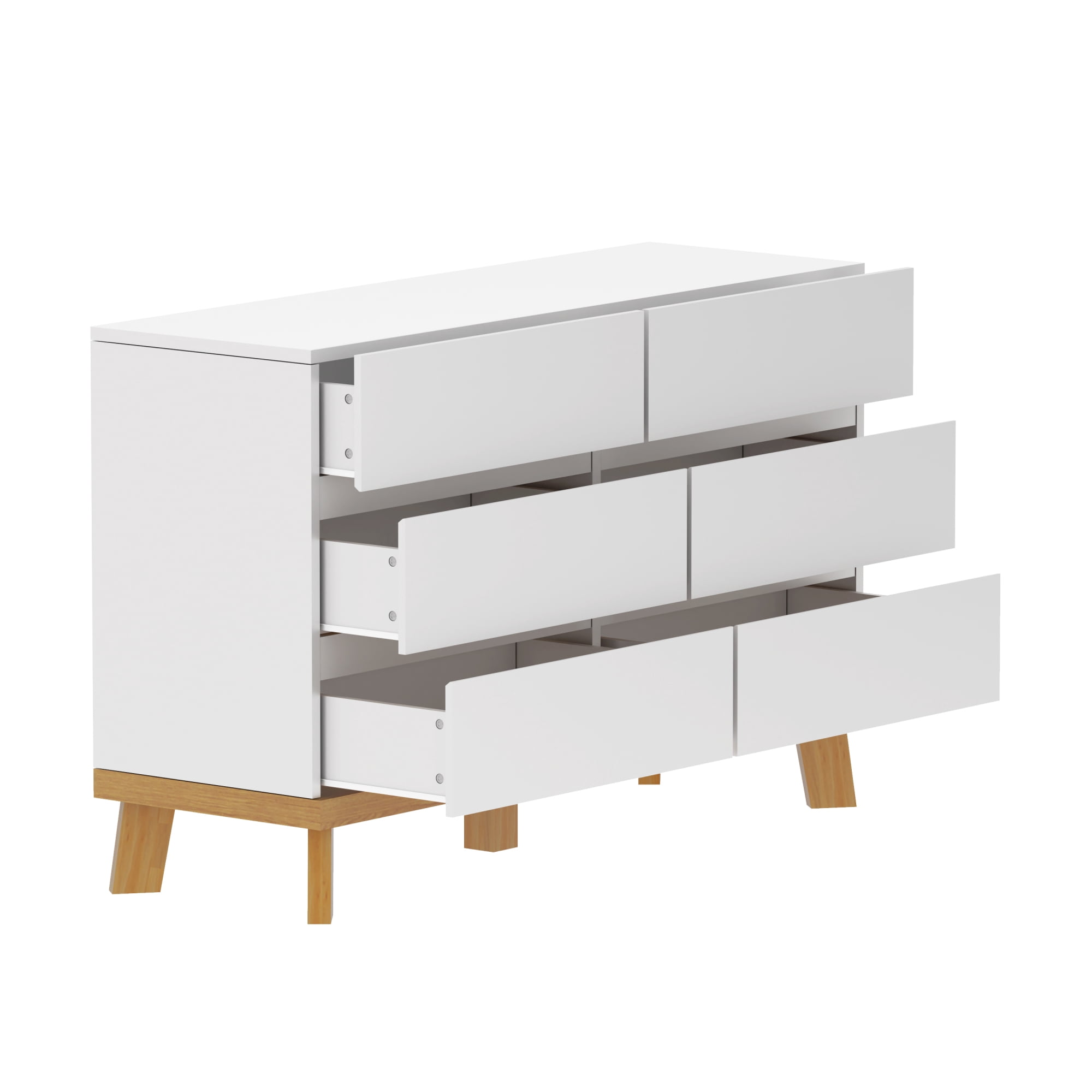 6-Drawer Dresser,White Double Dresser,Wood Storage Cabinet Chest of Drawers for Bedroom,Living Room