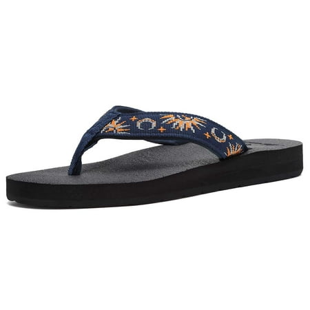 EQUICK Women's Flip Flops Arch Support Yago Mat Insole Sandal Casual Slipper Outdoor and Indoor-W119SLT003-10-N-Navy