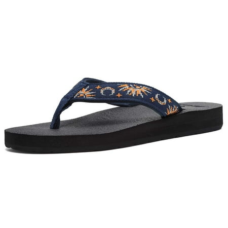 EQUICK Women's Flip Flops Arch Support Yago Mat Insole Sandal Casual Slipper Outdoor and Indoor-W119SLT003-10-N-Navy