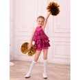 thumbnail image 4 of IBTOM CASTLE Girls Sequin Dance Outfit Sparkly Latin Hip Hop Jazz Dance Outfit Halter Mesh Ruffle Dress Top and Shorts Dancewear Hot Pink, 4 of 7