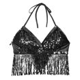 thumbnail image 5 of DuoJiaJ Women's Belly Dance Sequin Bra Tassel Clothing Halter Tops Workout Tank Tops Women, 5 of 5