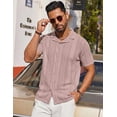 thumbnail image 4 of COOFANDY Mens Vintage Short Sleeve Button Up Knitted Polo Shirts Summer Beach Shirt for Big and Tall, 4 of 6