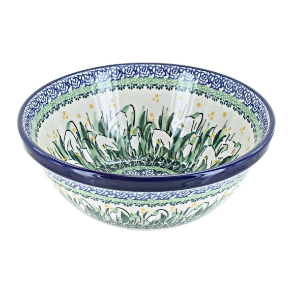 Blue Rose Polish Pottery Snowdrop Cereal/Soup Bowl