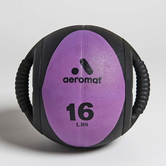Sportime Aeromat Hard Rubber Dual Grip Power Medicine Ball, 9", Purple/Black, 16 lb