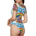 thumbnail image 3 of Gaeub Rainbow Animals On Noah'S Ark Women'S Short Sleeve One Piece Swimsuit Sexy High-Waisted Bodysuit For Swimming, Beach, Sports - Large, 3 of 9