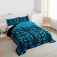 thumbnail image 3 of Manfei Retro Damask Print Bedding Comforter Set,Vintage Baroque Flower Twin Comforter Sets,Cyan Black Bedding Set For Men Women,Ultra Soft Home Decor Reversible,2pcs, 3 of 8