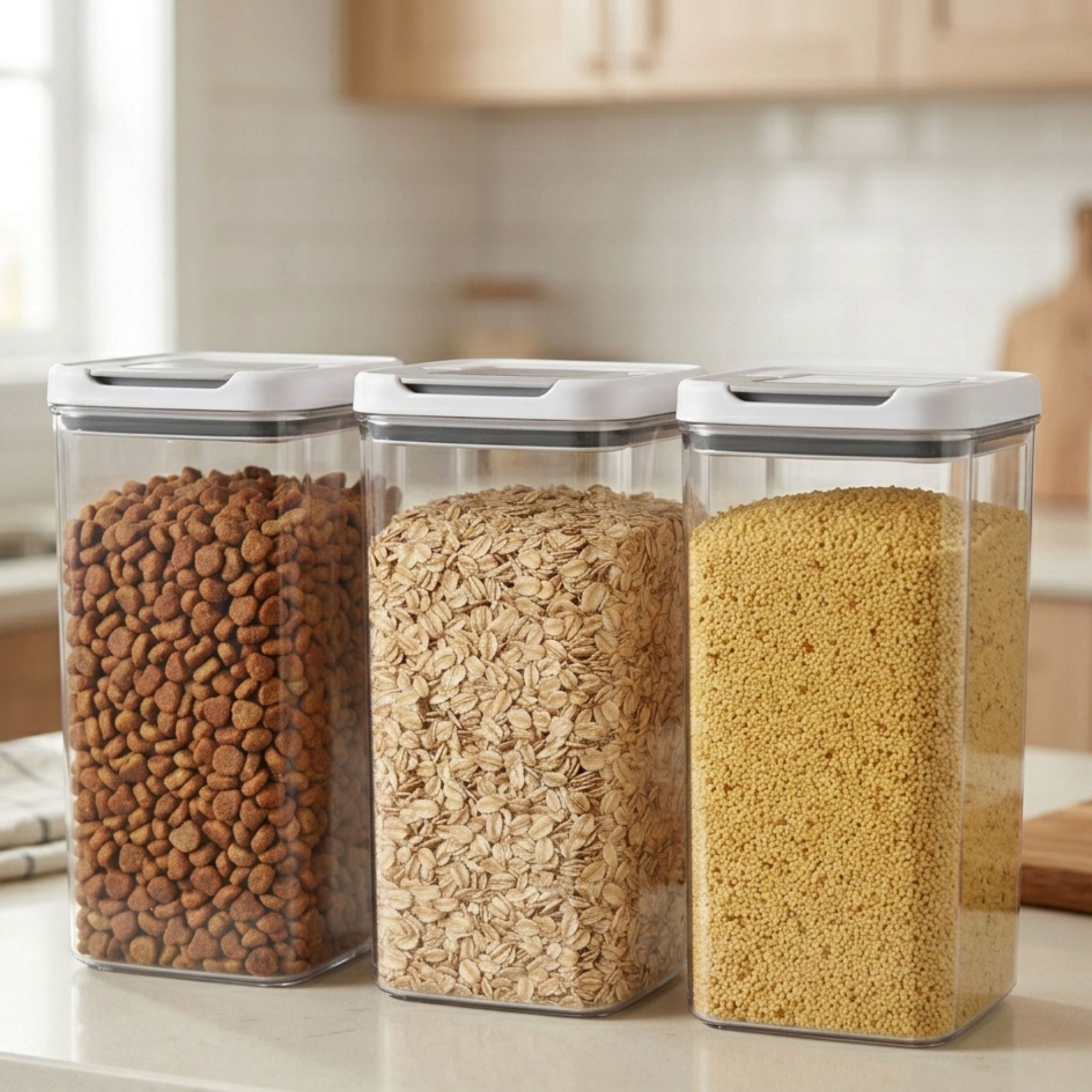 Felli Supreme-Tite Dry Airtight Stackable BPA-Free Food Storage Container, 155.6 oz, 3 Count