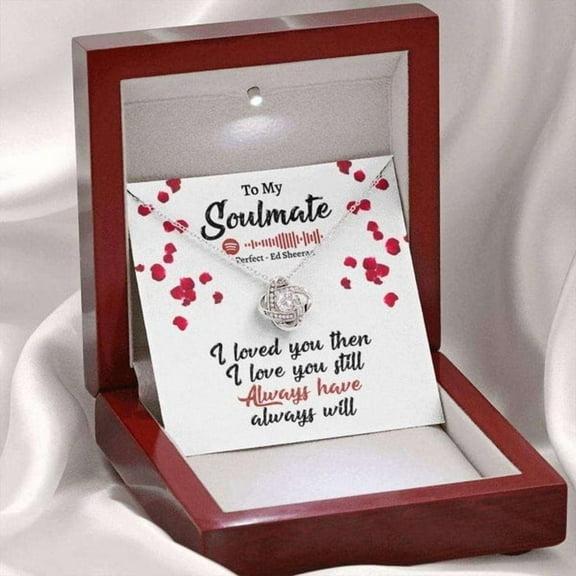 Girlfriend Necklace, Wife Necklace, To My Soulmate Necklace Romantic Gifts For Her, Soulmate Necklaces, Soulmate Gift – Meaningful Jewelry with Inspirational Message Card Luxury Box