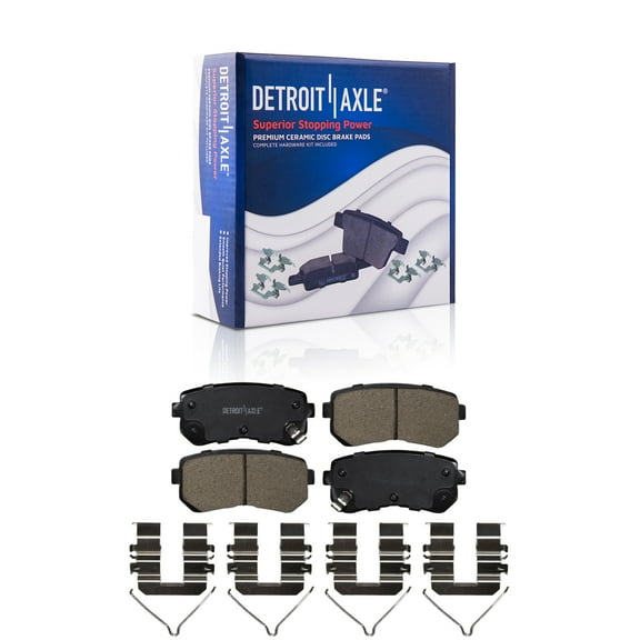 Detroit Axle - Rear Ceramic Brake Pads for Hyundai 18-23 Kona 20-23 Kia Seltos, Replacement 2020 2021 2022 2023 Brake Pads with Hardware