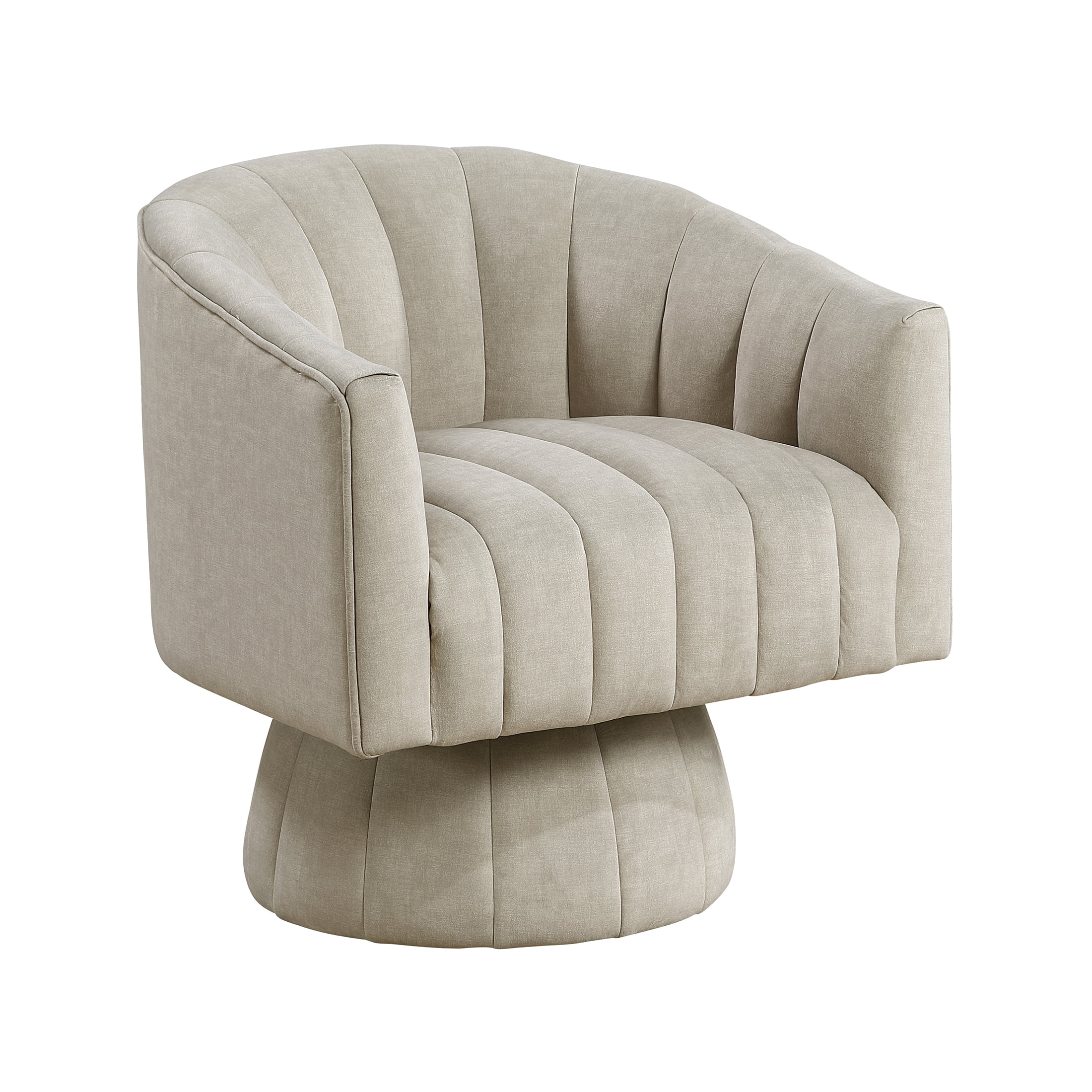 OakvillePark Fenwicke Velvet Swivel Barrel Chair, Taupe