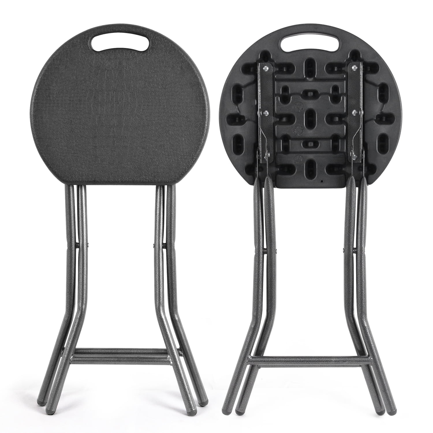Rfiver Black Round Portable Plastic Folding Chairs 18.1