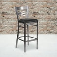 thumbnail image 2 of Flash Furniture HERCULES Series Silver Antique Finish with Clear Coat ''X'' Back Metal Restaurant Barstool - Black Vinyl Seat, 2 of 12