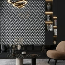 Noir Luxe 10 x 12 in. Polished Black, White Marble Mosaic Leaf Wall and Floor Tile (4.07 sq ft/case) - 5 Pack