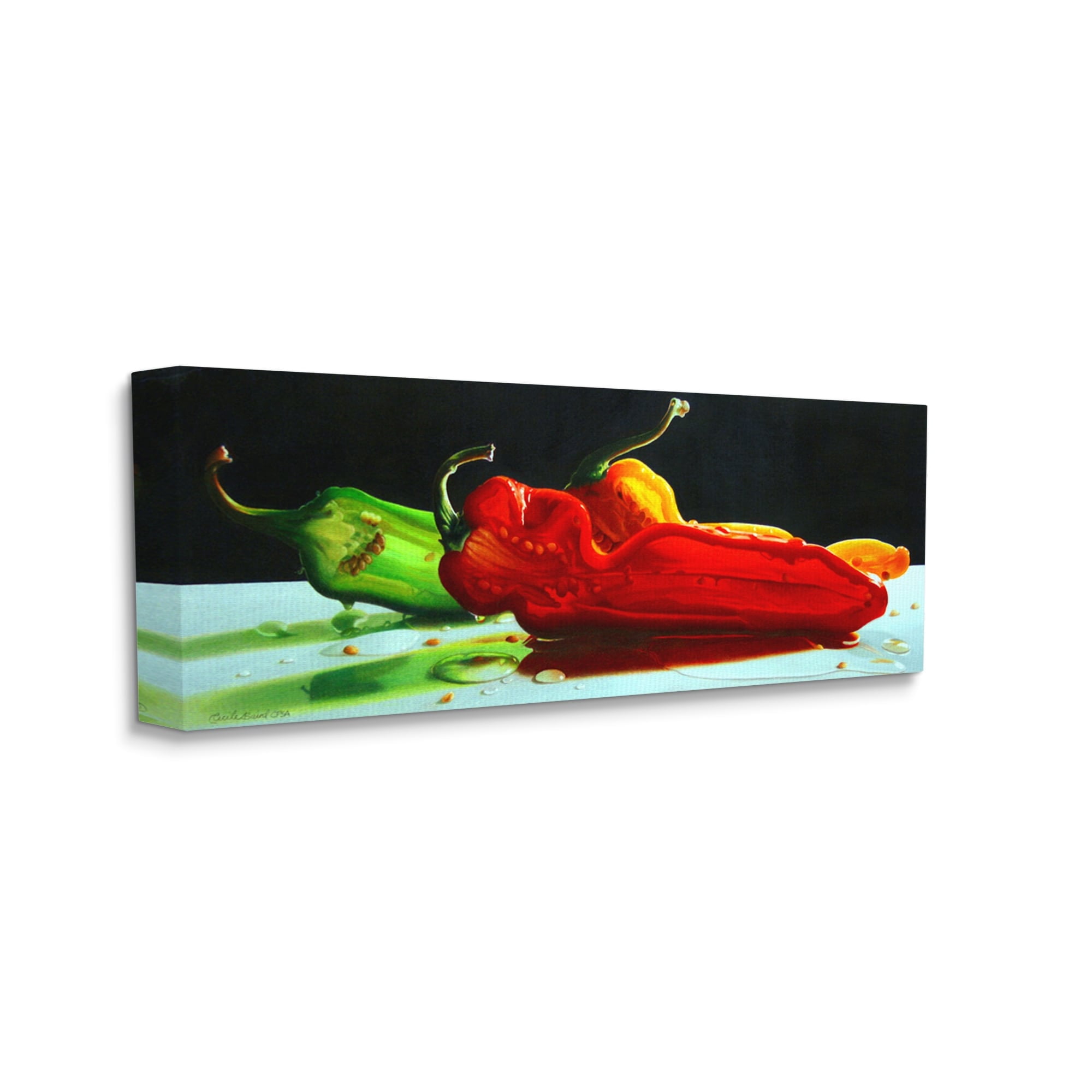 Stupell Industries Bold Modern Peppers Still Life Kitchen Vegetable Food Painting Gallery Wrapped Canvas Print Wall Art, Design by Cecile Baird