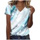 thumbnail image 1 of Blusas de Manga Corta para las Mujeres Impresión de Verano V-Cuello Blusa de Manga Corta, Poliéster Casual Top para las Mujeres, Lavado a Mano Toda la Temporada, 1 of 4