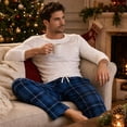 thumbnail image 2 of U2SKIIN Mens Fleece Pajama Pants, Comfy Plaid Lounge PJ Bottoms with Pockets,(Dark-Blue Plaid,S), 2 of 6