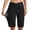Black, variant on Women's 12" Bermuda Long Cross-over High Waist Shorts with Pockets Workout Athletic Running Shorts