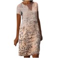 thumbnail image 2 of Pisexur Robe à Manches Courtes Col en V Robe d'Été Décontractée Imprimée pour Femmes, 2 of 5