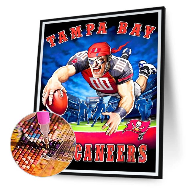Cuadros Decorativos Equipo de fútbol de los piratas de Tampa Bay 5D pintura de diamante DIY taladro redondo completo (B5887) Tmvgtek embutido en tela
