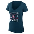 thumbnail image 2 of Women's G-III 4Her by Carl Banks Navy Minnesota Twins Collage Team Graphic V-Neck Fitted T-Shirt, 2 of 5