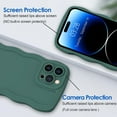 thumbnail image 2 of Case for iPhone 14 Pro Case Wave, Curly Frame Design for Women Girls, Cute Wavy Solid Color Aesthetic Phone Case Soft Flexible TPU Shockproof Full-Body Protective Case Cover 6.1" Midnight Green, 2 of 12