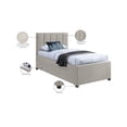 thumbnail image 2 of Meridian Furniture Harper Beige Linen Textured Fabric Twin Trundle Bed, 2 of 9