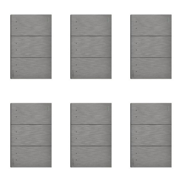 Placa Con 3 Apagadores De Escalera Lucek FlatPack 6 plateado