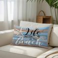 thumbnail image 3 of Blue Beach Throw Pillow Cover, Pillowcase Protectors with Zipper, Breathable Decorative Lumbar Pillow Case Cover, Coastal Starfish Graffiti Retro Wooden Plank Pillow Shams for Couch Sofa 16x24Inch, 3 of 8